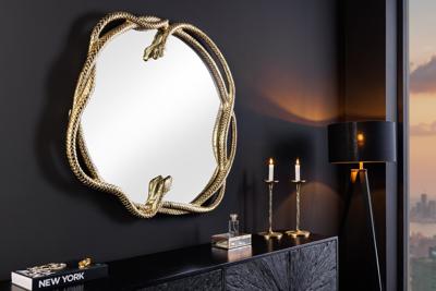 Decoratieve spiegel SNAKE XL 85cm goudkleurig metalen slangenbeeld - 45432