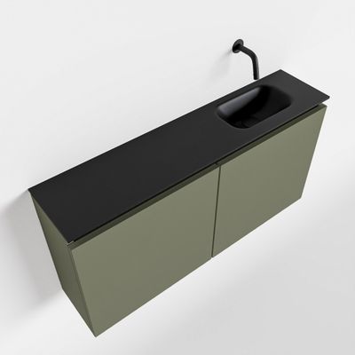 Toiletmeubel Mondiaz Ture | 100 cm | Meubelkleur Army | Eden wastafel Urban Rechts | Zonder kraangat