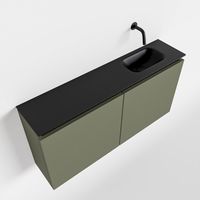 Toiletmeubel Mondiaz Ture | 100 cm | Meubelkleur Army | Eden wastafel Urban Rechts | Zonder kraangat