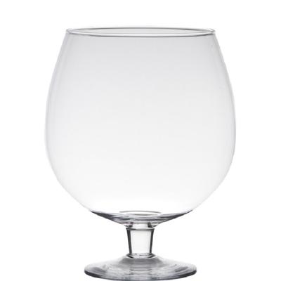 Hakbijl Glass Vaas Brandy - 20 cm - op voet - bloemenvaas - terrarium
