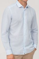 OLYMP Level Five Garment Washed Body Fit Linnen hemd lichtblauw/wit, Motief