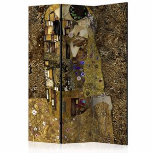 Vouwscherm - Gouden kus naar Klimt 135x172cm, gemonteerd geleverd (kamerscherm) dubbelzijdig geprint