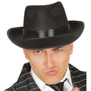 2x stuks zwarte gangster/maffia trilby gleufhoed voor volwassenen