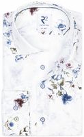 R2 Amsterdam Heren Overhemd Wit Flora Print Modern Fit - thumbnail