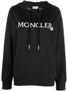 Moncler hoodie en coton à logo brodé - Noir