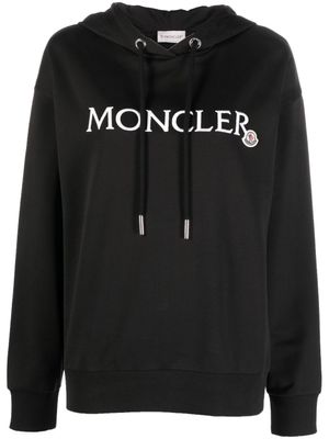 Moncler hoodie en coton à logo brodé - Noir
