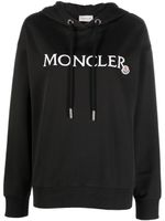 Moncler embroidered-logo cotton hoodie - Noir