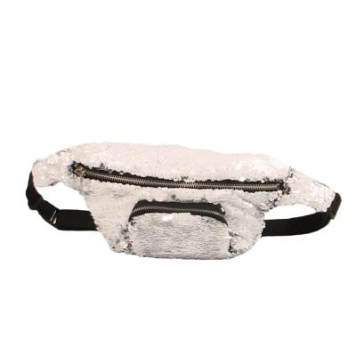 Pailletten taille tas dubbele kleur make-up tas zeemeermin portemonnees borst pack vrouwen meisje reizen mobiele telefoon tas (wit)