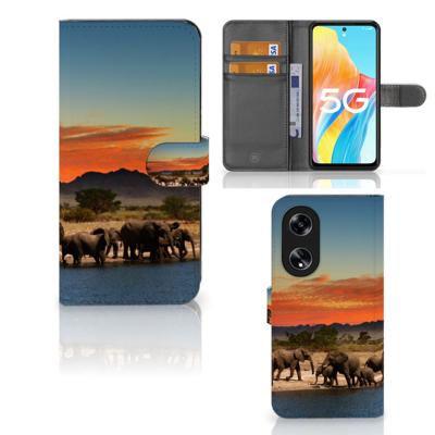 OPPO Reno8 T 5G | Telefoonhoesje | Met pasjeshouder | Olifanten