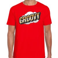 Groovy fun tekst t-shirt voor heren rood in 3D effect