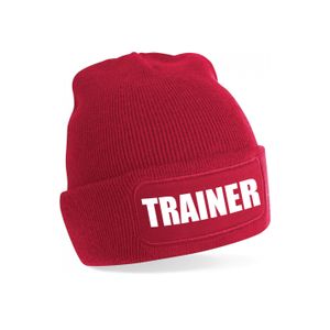 Trainer muts voor volwassenen - rood - trainer - wintermuts - beanie - one size - unisex