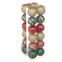 24x stuks kerstballen mix goud/rood/groen glans/mat/glitter kunststof 4 cm