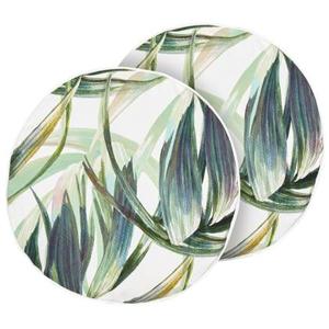 Beliani-CALDERINA-Tuinkussen set van 2-Groen|Wit-⌀ 40 cm-Polyester