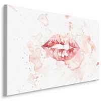 Schilderij - Lippen in Aquarel, roze/wit, 4 maten, premium print - thumbnail