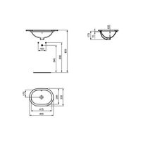 Ideal Standard Connect onderbouwwastafel ovaal 48x35cm m. overloop z. kraangat Ideal plus wit - thumbnail