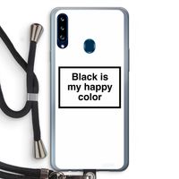 Black is my happy color: Samsung Galaxy A20s Transparant Hoesje met koord