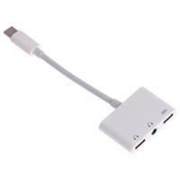 3 in 1 USB-C + 3 5 mm + 3 5 mm naar USB-C digitale lading audio adapter (wit)