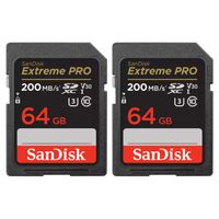 SanDisk 64GB SDXC Extreme Pro UHS-I U3 V30 200MB/s geheugenkaart - Rescue Pro DL 2Y - 2-pack