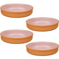 4x stuks tapas/hapjes serveren/oven schaal terracotta/roze 23 x 4 cm