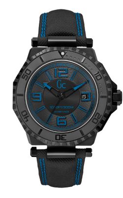 Guess horlogeband X79012G2S Leder Blauw + wit stiksel