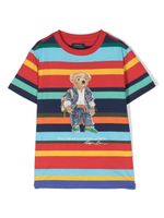 Ralph Lauren Kids t-shirt rayé à imprimé Polo Bear - Bleu