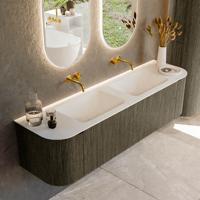 Badmeubel Mondiaz Kurve | 170 cm cm | Meubelkleur Shadow | Wastafelkleur Talc | Solid surface | Wasbak beiden zijden spoelbak | Zonder kraangat(en)