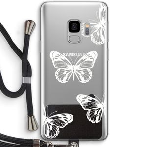 White butterfly: Samsung Galaxy S9 Transparant Hoesje met koord