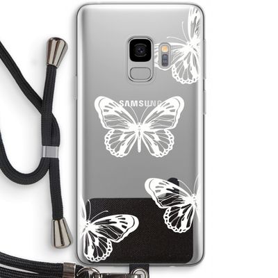 White butterfly: Samsung Galaxy S9 Transparant Hoesje met koord