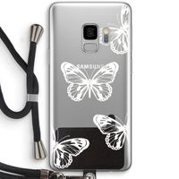 White butterfly: Samsung Galaxy S9 Transparant Hoesje met koord