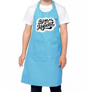 Bon appetit / eet smakelijk chef kok keukenschort blauw voor kinderen - Feestschorten