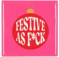 Daan Kromhout Design tegeltje keramiek festive as f*ck 10x10cm roze