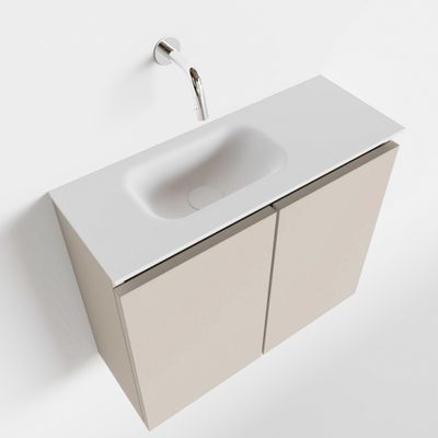 Toiletmeubel Mondiaz Ture | 60 cm | Meubelkleur Linen | Eden wastafel Talc Links | Zonder kraangat