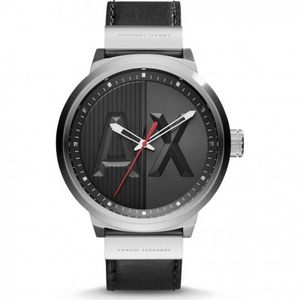 Horlogeband Armani Exchange AX1361 Leder Zwart 20mm