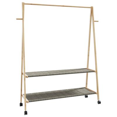 VidaXL Kledingrek met schappen en wielen 132x45,5x155,5 cm bamboe