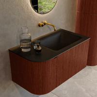 Badmeubel Mondiaz Kurve | 85 cm cm | Meubelkleur Ruby | Wastafelkleur Urban | Solid surface | Wasbak rechter zijde spoelbak | Zonder kraangat(en) Badmeubel Mondiaz Kurve | 85 cm cm | Meubelkleur Ruby | Wastafelkleur Urban | Solid surface | Wasbak rechter zijde spoelbak | Zonder kraangat(en)