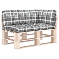 VidaXL Palletkussens 3 st stof ruitpatroon grijs