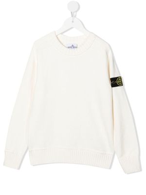 Stone Island Junior pull à patch logo - Blanc