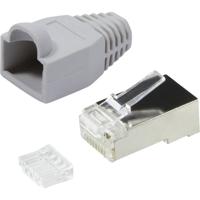 LogiLink MP0021 RJ45-connector, Cat 6, afgeschermd Stekker, recht Aantal polen: 8P8C Grijs 100 stuk(s)