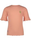 NoNo Meisjes t-shirt rib - Kapi - Licht perzik