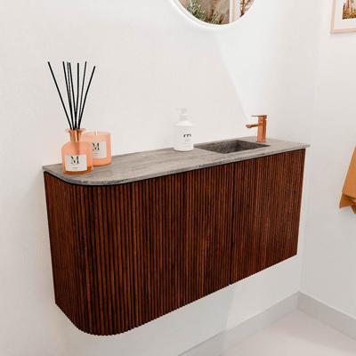 Toiletmeubel Mondiaz Joya Dlux | 81.6 cm | Meubelkleur Ruby | Faye wastafel Oza Wasbak Rechts | 1 kraangat