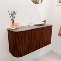 Toiletmeubel Mondiaz Joya Dlux | 81.6 cm | Meubelkleur Ruby | Faye wastafel Oza Wasbak Rechts | 1 kraangat