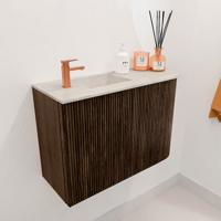Toiletmeubel Mondiaz Joya Dlux | 61.6 cm | Meubelkleur Walnut | Faye wastafel Ostra Wasbak Links | 1 kraangat