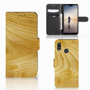 Huawei P20 Lite Book Style Case Licht Hout