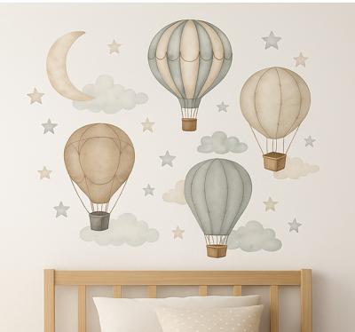 Beige sterrenballonnen muursticker kinderkamer