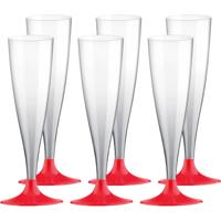 Champagneglazen - 80x - plastic - 140 ml - rood - herbruikbaar - Champagneglazen