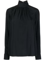 Nº21 blouse en crêpe à col montant - Noir