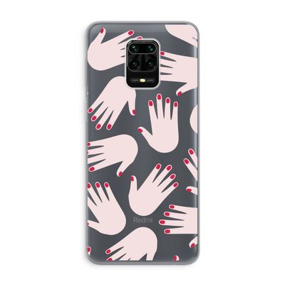 Hands pink: Xiaomi Redmi Note 9 Pro Transparant Hoesje