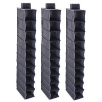 3x stuks hangende deur/kast organizers antraciet met 10 vakken