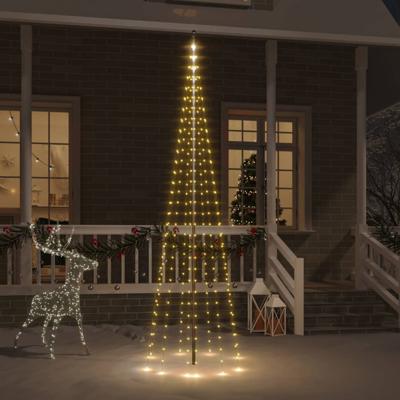 VidaXL Vlaggenmast kerstboom 310 led&apos;s warmwit 300 cm