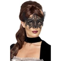 Zwart geborduurd kanten oogmasker voor dames - thumbnail